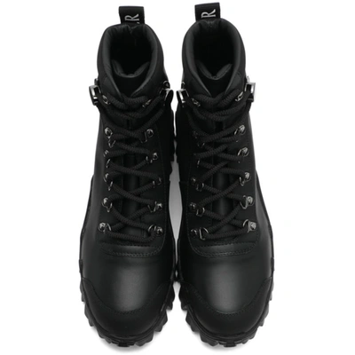 Shop Moncler Black Leather Helis Boots In 999 Black