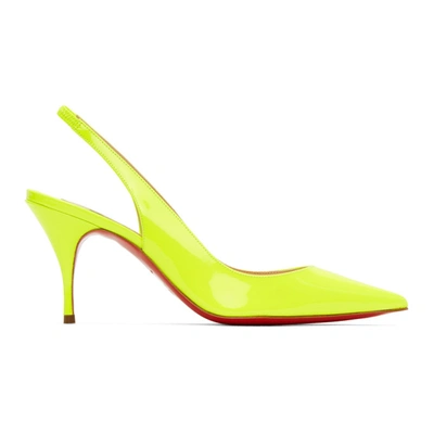 Shop Christian Louboutin Yellow Clare Slingback 80 Heels In 3074 Yellow