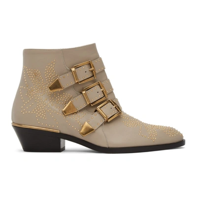 Shop Chloé Grey Susan Ankle Boots In 28u Beige