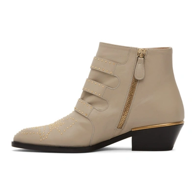 Shop Chloé Grey Susan Ankle Boots In 28u Beige