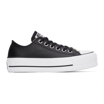 Shop Converse Black Leather Chuck Taylor All Start Lift Low Sneakers In Black/black