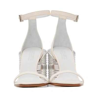 Shop Mm6 Maison Margiela White Can Heel Sandals In T1003 White