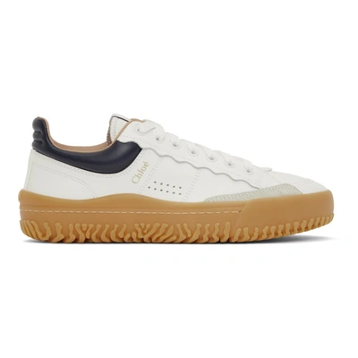 Shop Chloé White & Navy Franckie Sneakers In White/blue