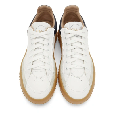 Shop Chloé White & Navy Franckie Sneakers In White/blue