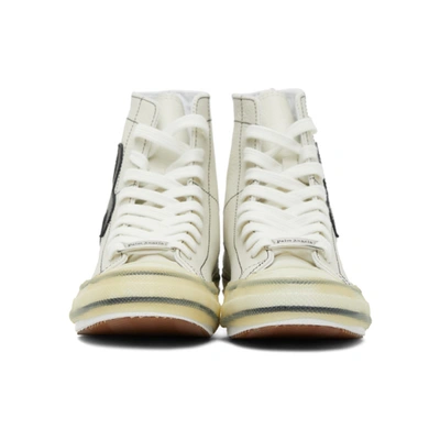 Shop Palm Angels White Palm Vulcanized High Top Sneakers In White/black