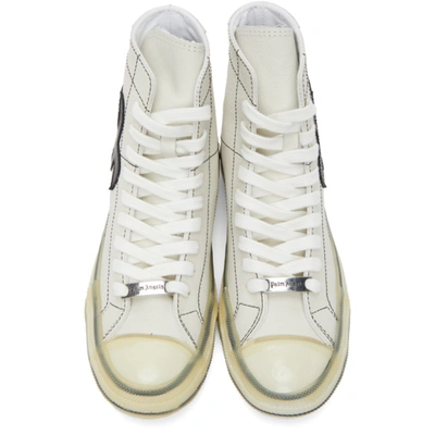 Shop Palm Angels White Palm Vulcanized High Top Sneakers In White/black