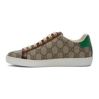 Shop Gucci Beige & Brown 'fake/not' Ace Sneakers In 8260 Brown