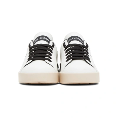 Shop Dolce & Gabbana White & Black Logo Portofino Sneakers In Hwf57 Wht/b