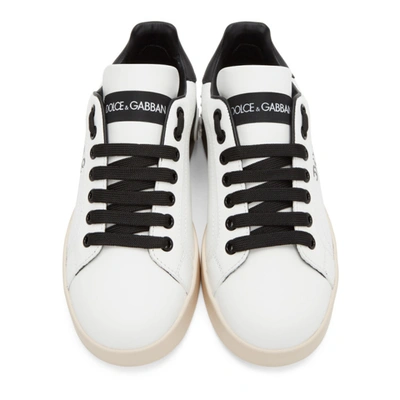 Shop Dolce & Gabbana White & Black Logo Portofino Sneakers In Hwf57 Wht/b