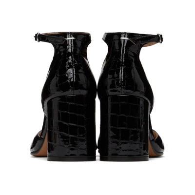 Shop Maison Margiela Black Croc Ankle Strap Heels In T8013 Black
