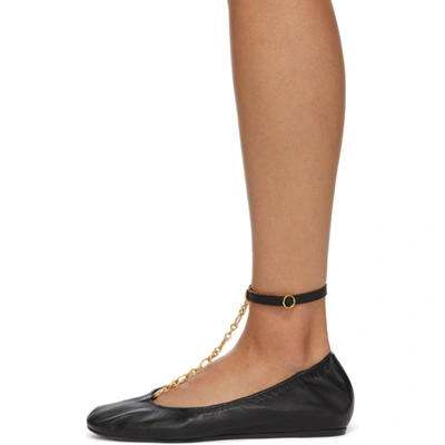 Shop Lanvin Black Chain Strap Ballerina Flats In 10 Black