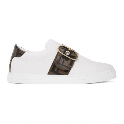 Shop Fendi White 'forever ' Strap Sneakers In F17m7 Wh/br