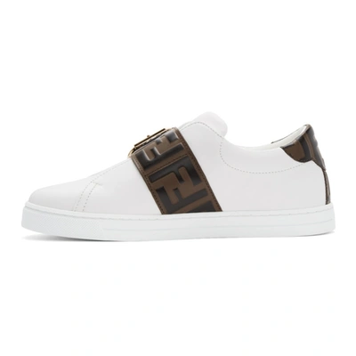 Shop Fendi White 'forever ' Strap Sneakers In F17m7 Wh/br