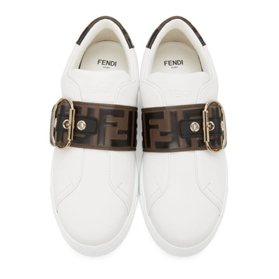 Shop Fendi White 'forever ' Strap Sneakers In F17m7 Wh/br