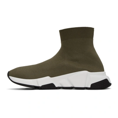 Shop Balenciaga Green Speed Sneakers In 3205 Kaki/w