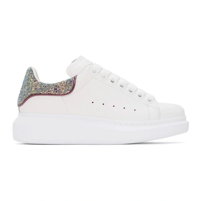 Shop Alexander Mcqueen Ssense Exclusive White & Purple Glitter Oversized Sneakers In 9464 Multi