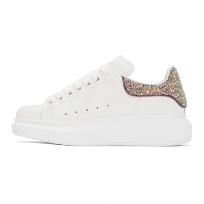 Shop Alexander Mcqueen Ssense Exclusive White & Purple Glitter Oversized Sneakers In 9464 Multi