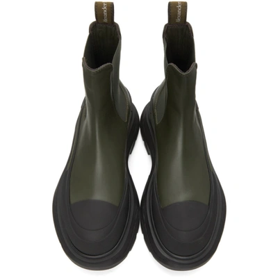 Shop Alexander Mcqueen Khaki & Black Tread Slick Chelsea Boots In 3085 Khaki