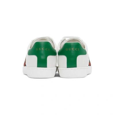 Shop Gucci White Kitten Ace Sneakers In 9114 White