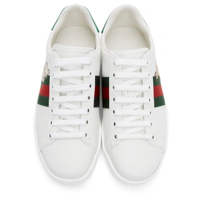 Shop Gucci White Kitten Ace Sneakers In 9114 White