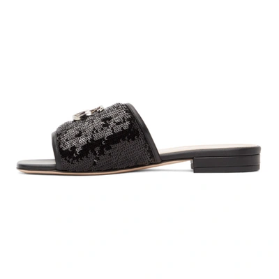 Shop Gucci Black Sequin Gg Slides In 1000 Black