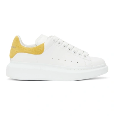 Shop Alexander Mcqueen White & Yellow Snake Oversized Sneakers In 9718 Mimosa