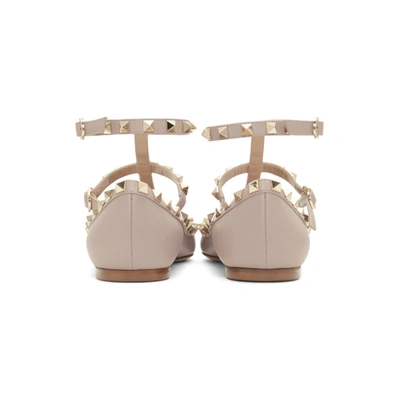 Shop Valentino Pink  Garavani Rockstud Ballerina Flats In P45 Poudre