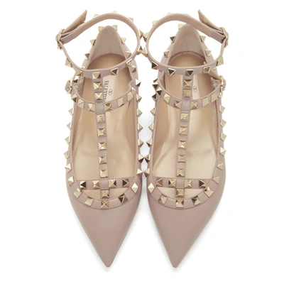 Shop Valentino Pink  Garavani Rockstud Ballerina Flats In P45 Poudre