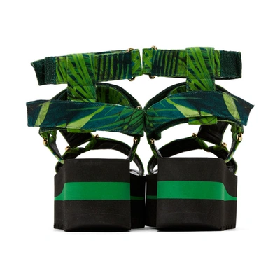 Shop Versace Green Jungle Print Platform Sandals In Dv41h Green
