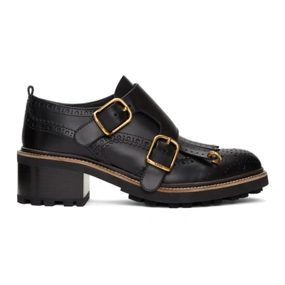 Shop Chloé Black Franne Monk Brogues In 001 Black