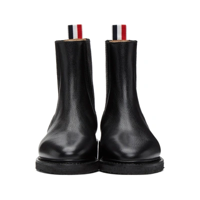 Shop Thom Browne Black Crepe Sole Chelsea Boots In 001 Black