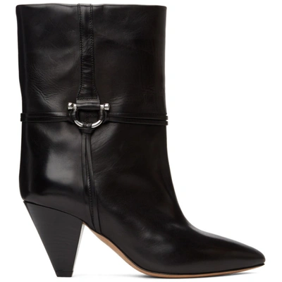 Shop Isabel Marant Black Leather Lilet Ankle Boots In 01bk Black