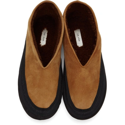 Shop The Row Tan Shearling Fairy Loafers In Cml Camel