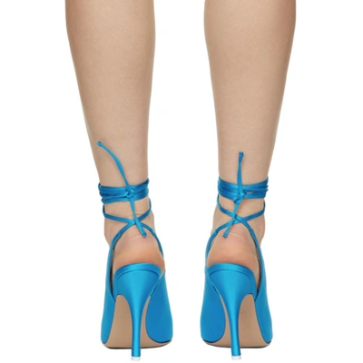 Shop Attico Blue Satin Venus Slingback Heels In Turquoise