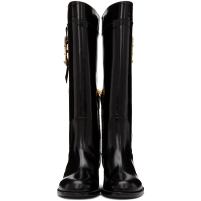 Shop Versace Black Medusa Riding Boots In D41oh Black