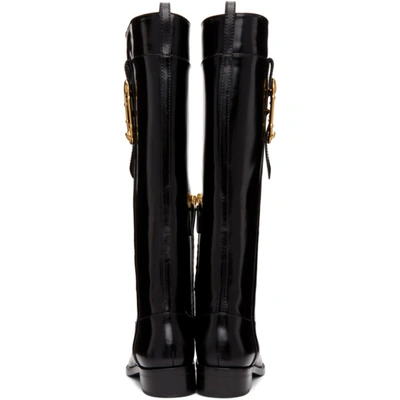 Shop Versace Black Medusa Riding Boots In D41oh Black