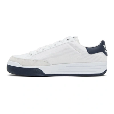 Shop Adidas Originals White And Navy Rod Laver Sneakers In Wh/navy