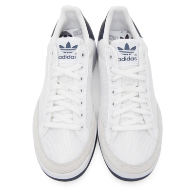 Shop Adidas Originals White And Navy Rod Laver Sneakers In Wh/navy