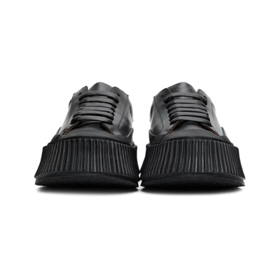 Shop Jil Sander Black Leather Platform Sneakers In 001 Black