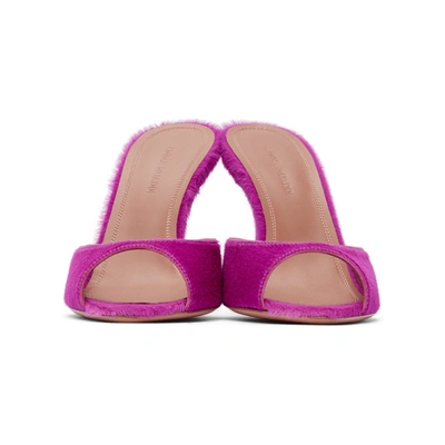 Shop Amina Muaddi Pink Pony Caroline Slipper Heels