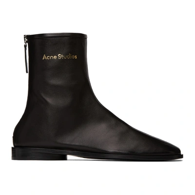 Shop Acne Studios Black Branded Ankle Boots
