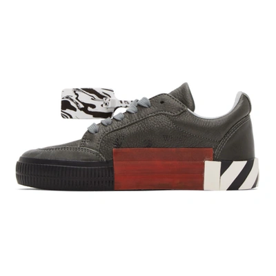 Shop Off-white Grey Leather Vulcanized Low Sneakers In Grey Green