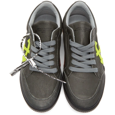 Shop Off-white Grey Leather Vulcanized Low Sneakers In Grey Green