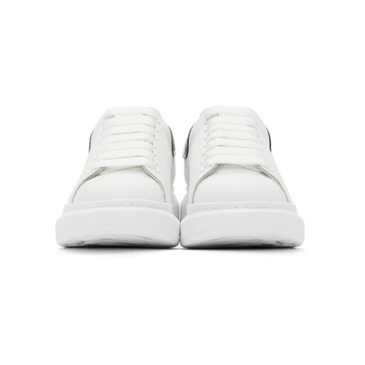 Alexander Mcqueen White Oversize Sneakers With Snake Print On The Heel In Leather Woman In Silver