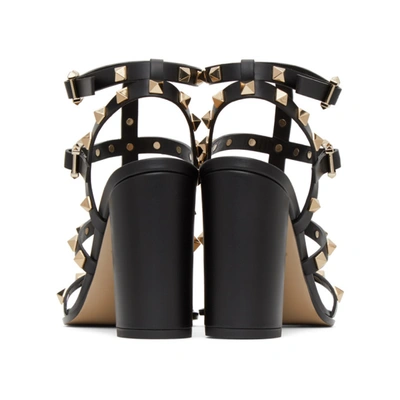 Shop Valentino Black  Garavani Rockstud Caged Sandals In 0no Black