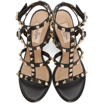 Shop Valentino Black  Garavani Rockstud Caged Sandals In 0no Black