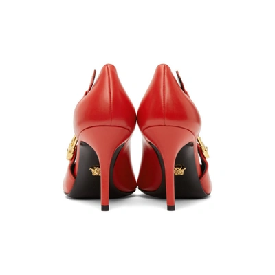 Shop Versace Red Medusa Safety Pin Heels In Kweoh Red