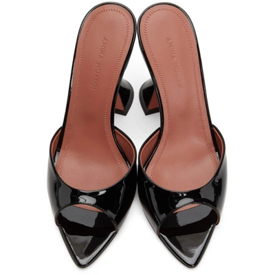 Shop Amina Muaddi Black Patent Caroline Heeled Sandals