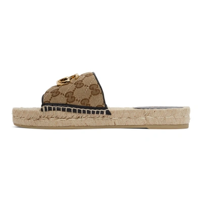 Shop Gucci Beige Gg Espadrille Sandals In 9765 Black