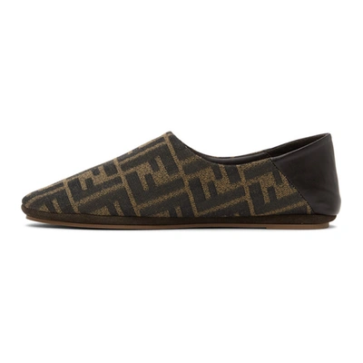 Shop Fendi Brown Jacquard 'forever ' Loafers In F1d1c Tobac